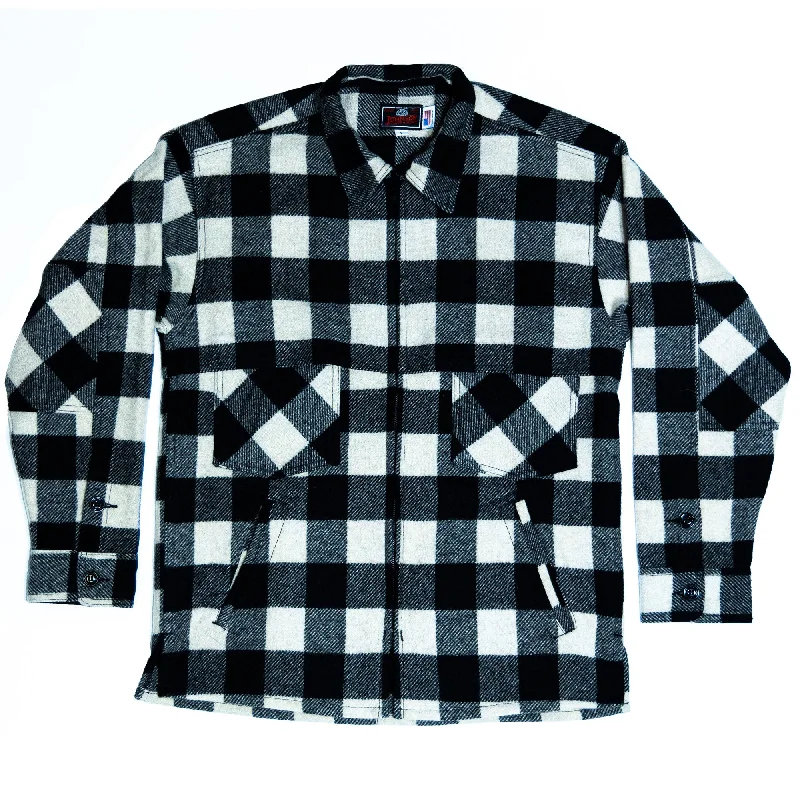 winter-ready coats for women -Northwoods x 1842 Jac Shirt - White & Black Buffalo Check