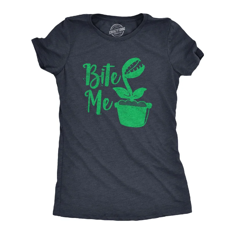 ladies' wrap blouses -Bite Me Plants Women's T Shirt