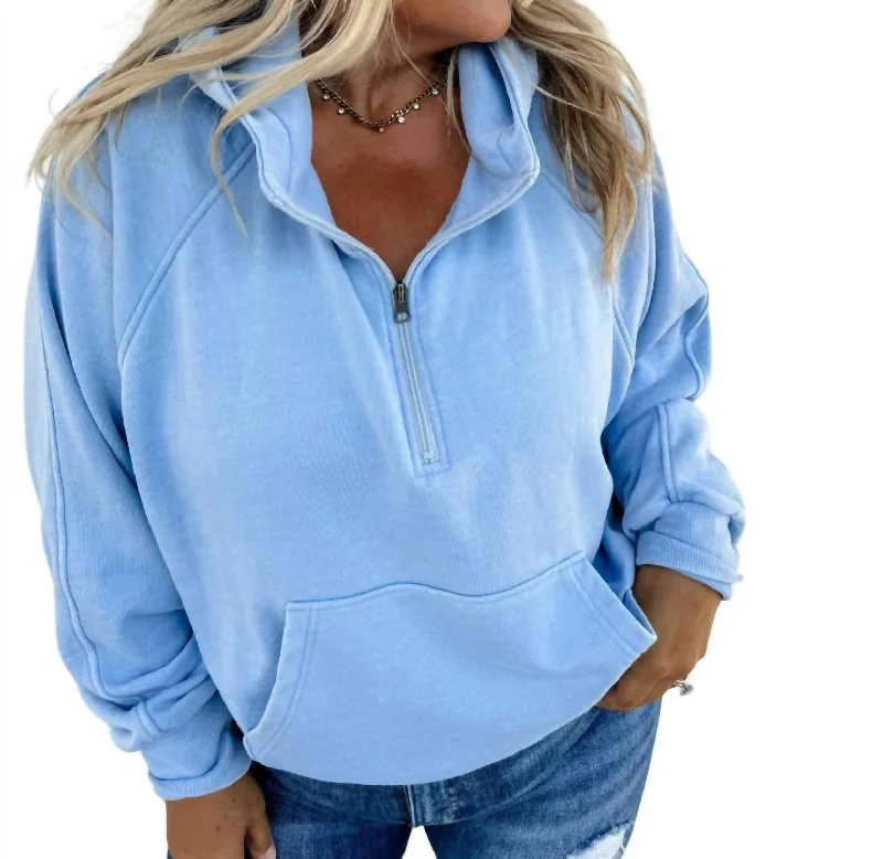 classic coats for women -Easy Does It Pullover In Baby Blue