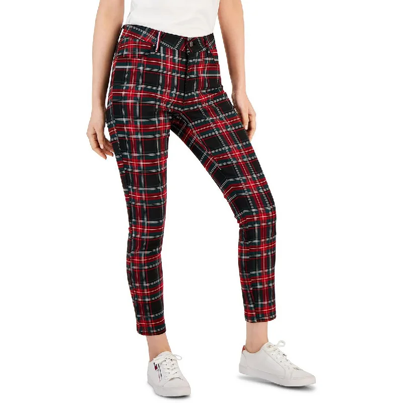 women's work trousers -Tommy Hilfiger Womens Tribeca Plaid Crop Skinny Pants