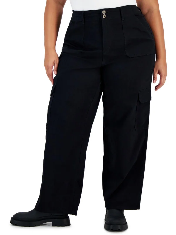 casual shorts for women -Womens Relaxed Fit Wide Leg Cargo Pants