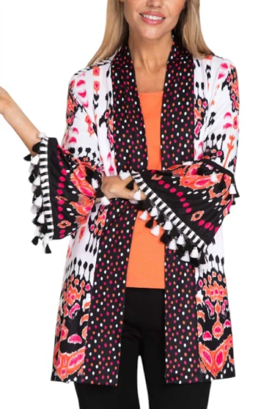 women's oversized coats -Flounce Sleeve Jacket In Multi Color