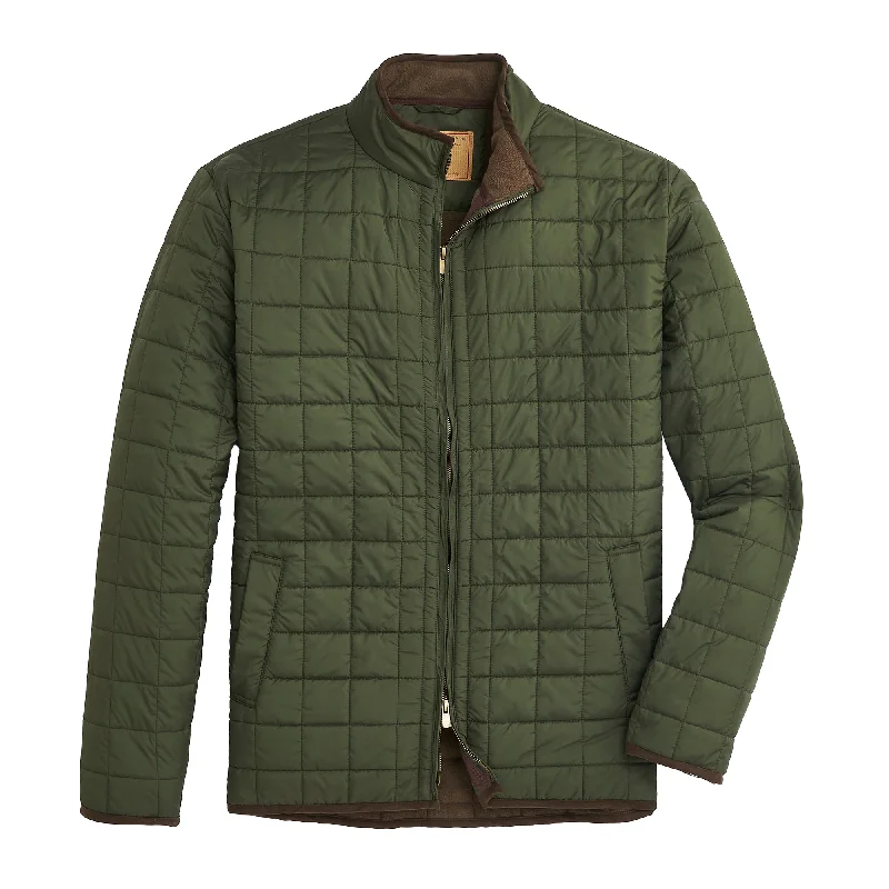 women’s short wool coats -Grid Quilted Jacket - Olive