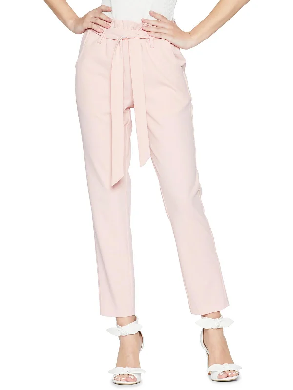 trendy wide-leg pants for women -Womens Paperbag Belted Ankle Pants