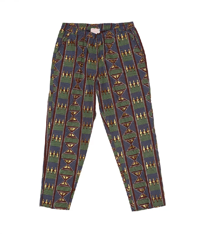 classic pants for women -Slim Jenny in Teal/Gold Kente