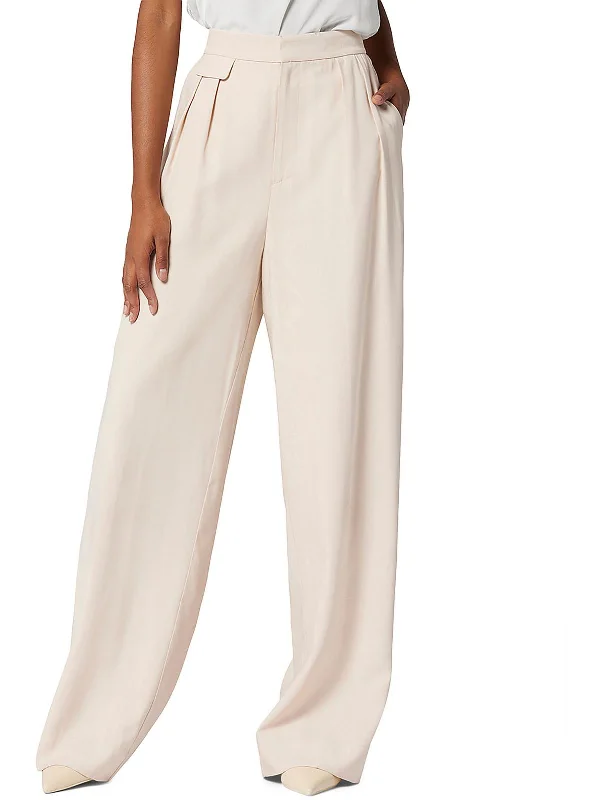 women's work trousers -Clement Womens High Waist Pleated Trouser Pants