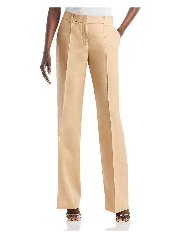 women's high-waisted pants -Womens High Rise Pleated Wide Leg Pants