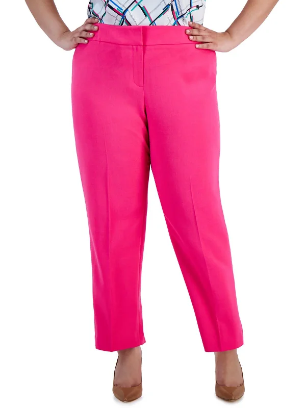 ladies' bell-bottom jeans -Plus Womens HighRise Stretch Ankle Pants