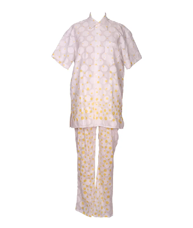 women's side-slit skirts -Cabana PJ Set in Yellow Polka Dots