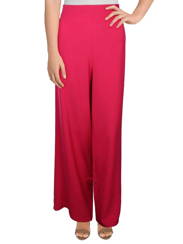 women's button-up skirts -Womens High Rise Office Wide Leg Pants