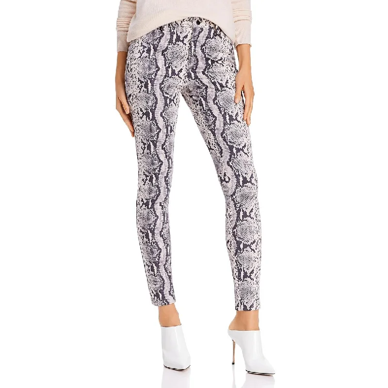 women's linen pants -Sunset & Spring Womens Snake Print Ankle Skinny Pants