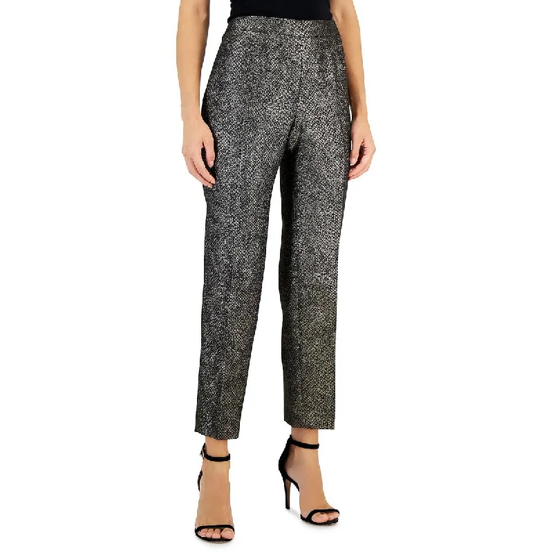 ladies' formal trousers -Kasper Womens Foil Cropped Ankle Pants