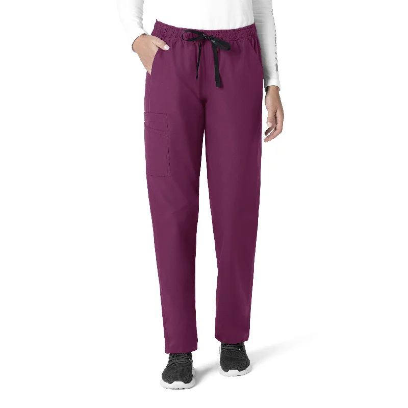 ladies' elastic waist pants -Carhartt Force Essentials Unisex Elastic Waist Cargo Scrub Pant - Wine