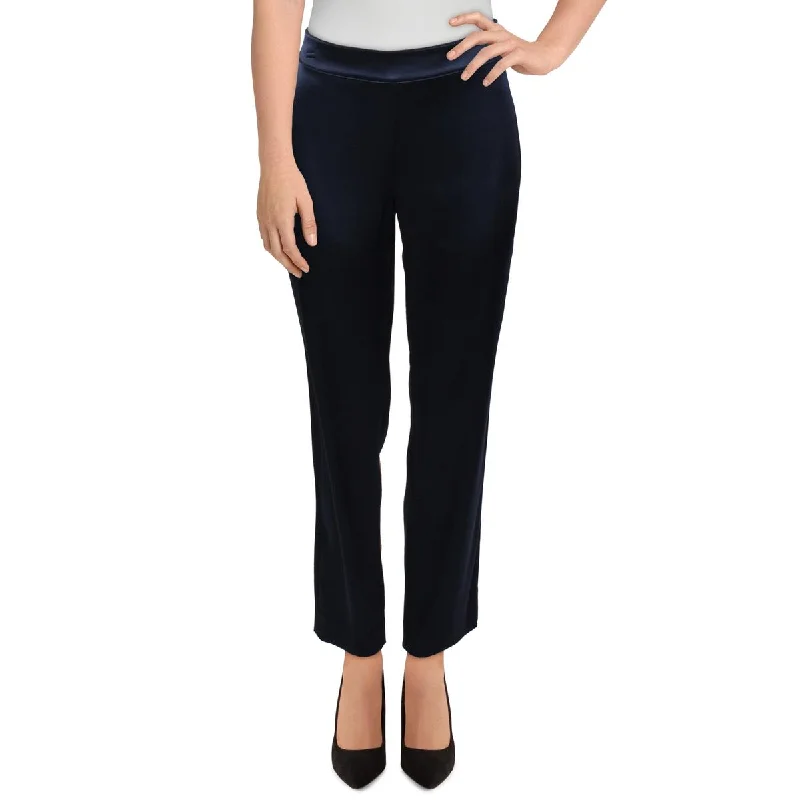 ladies' elastic waist pants -St. John Womens Emma Satin Office Ankle Pants