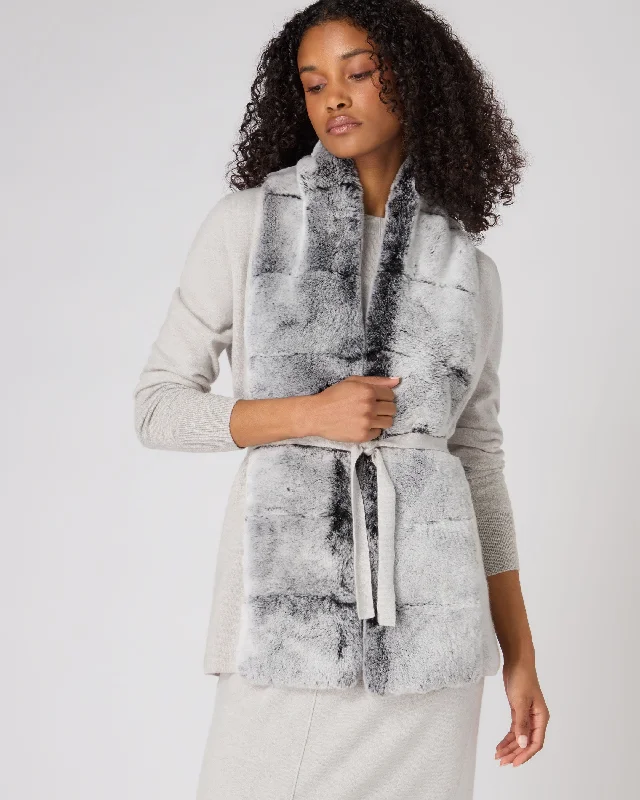 women's button-up coats -Women's Lola Fur Placket Cashmere Gilet Pebble Grey