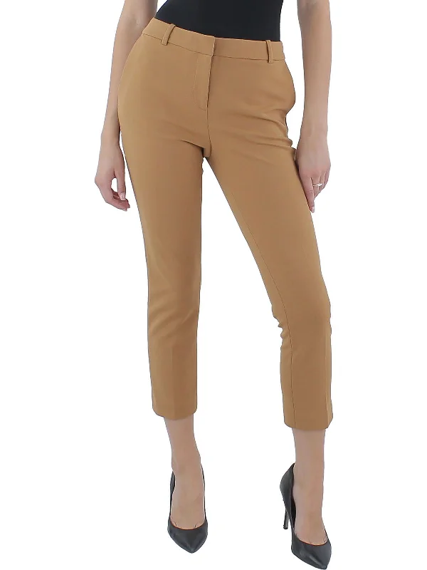 elegant skirts for women -Petites Womens Cropped Solid Straight Leg Pants