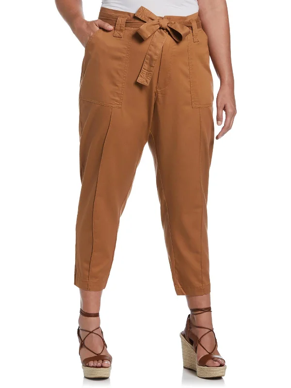 women's cut-off shorts -Plus Womens Twill High Rise Cargo Pants