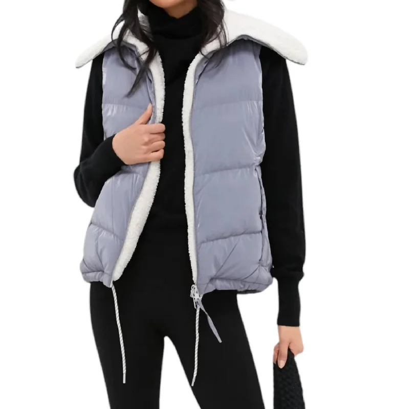 ladies' military jackets -Brock Puffer Gilet In Blue Wind