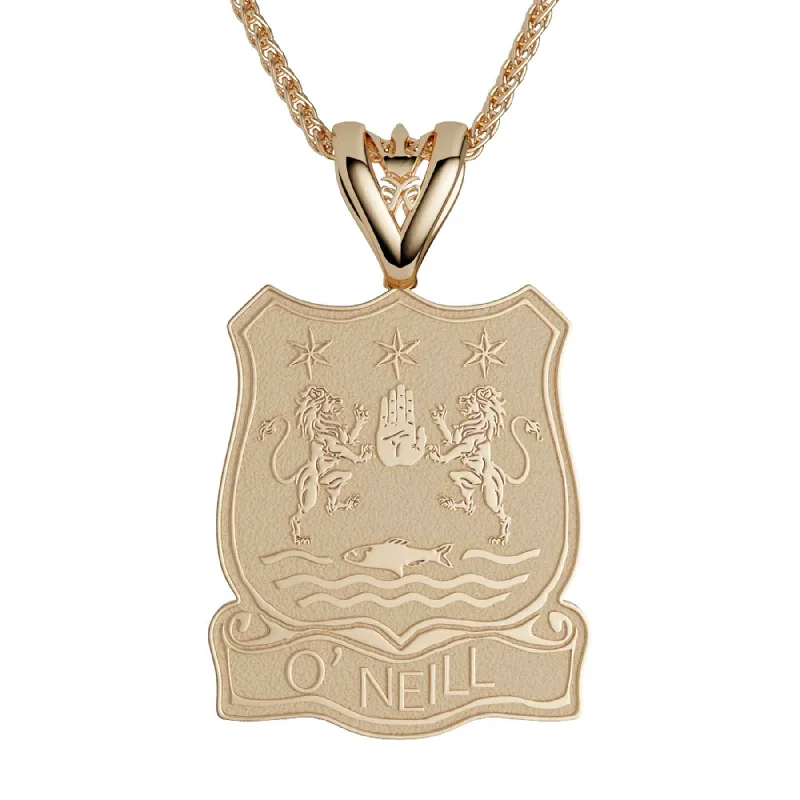 ladies' asymmetric jackets -10K Gold Shield Coat of Arms Necklace