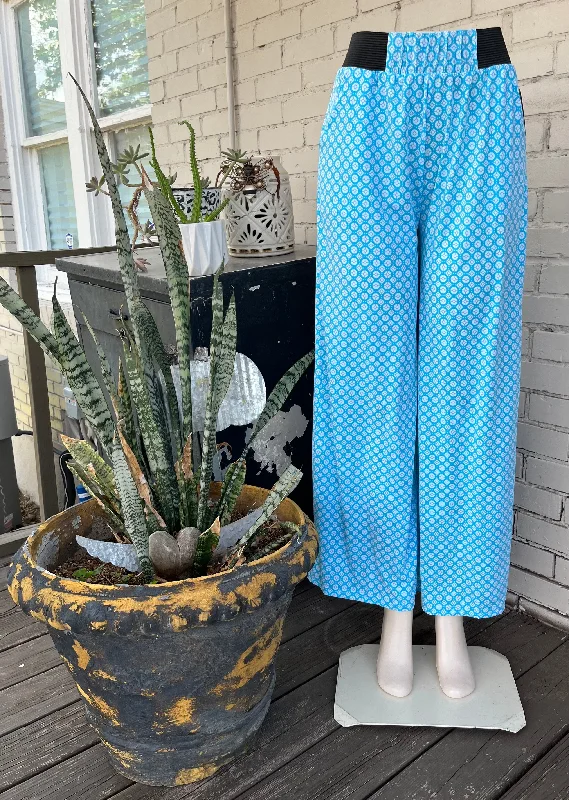 women's biker shorts -Turquoise & White Mix Palazzo Pants