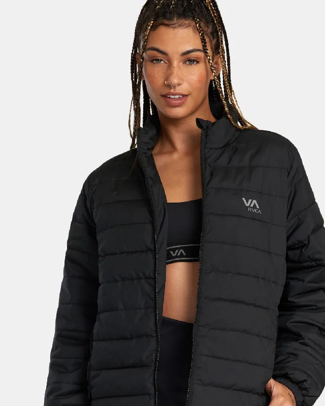 ladies' plaid blazers -VA Puffer Jacket - Black