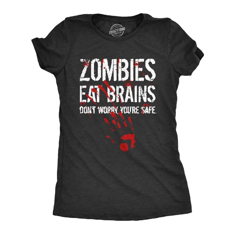 classic linen shirts for women -Zombies Eat Brains Don't Worry You're Safe Women's T Shirt