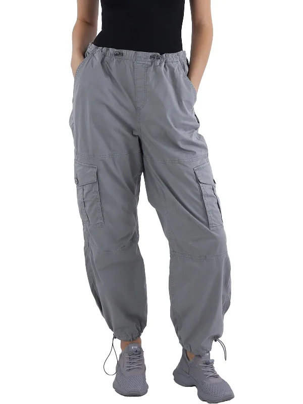 casual joggers for women -Womens Mid Rise Drawstring Cargo Pants