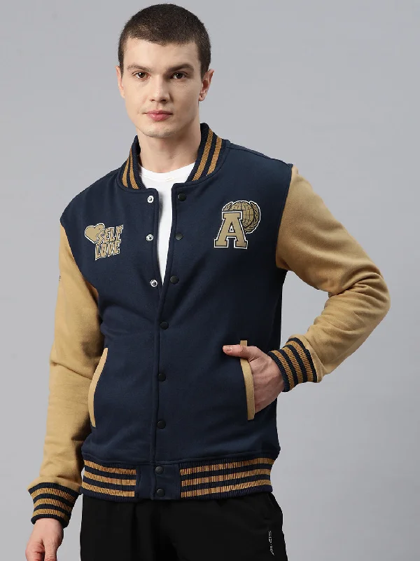 ladies' long coats -Alcis Men Typography Printed Varsity Jacket