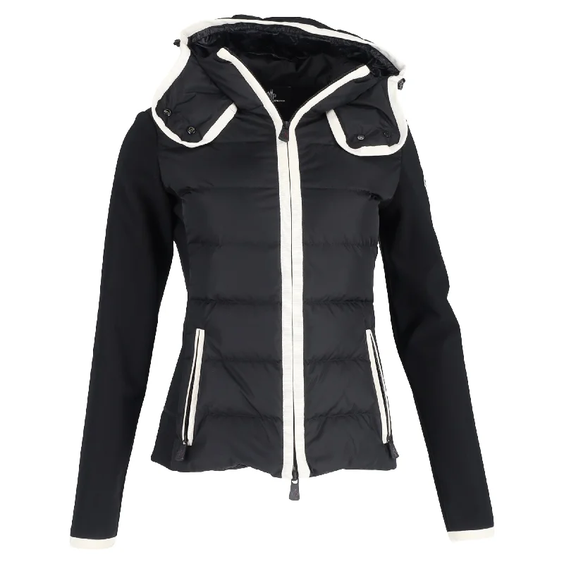 women's zip-up fleece jackets -Moncler Grenoble Padded Zip-Up Jacket in Black Polyester