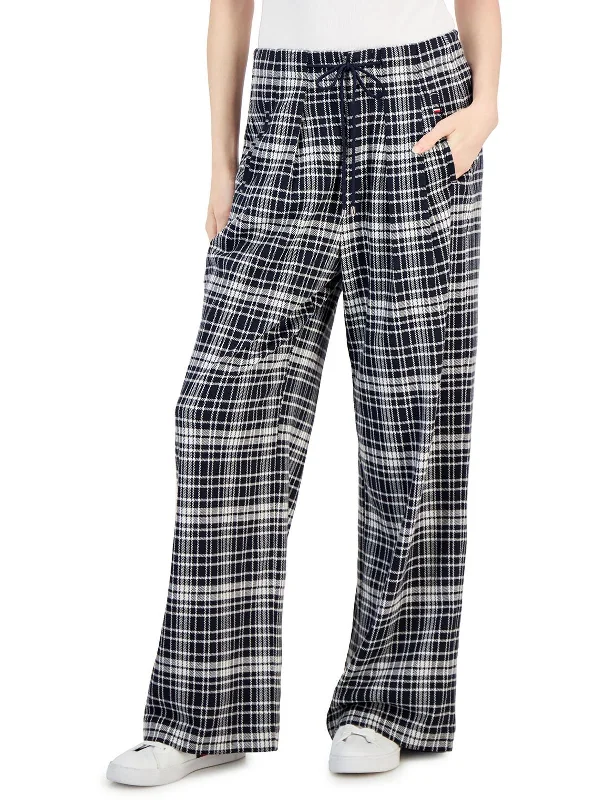 women's fitted trousers -Womens High Rise Drawstring Wide Leg Pants