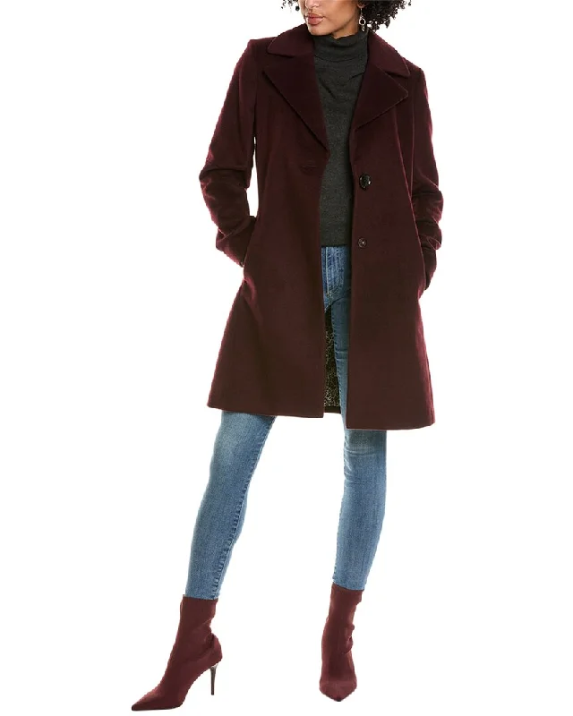 women's leather jackets -Via Spiga Walker Wool-Blend Coat