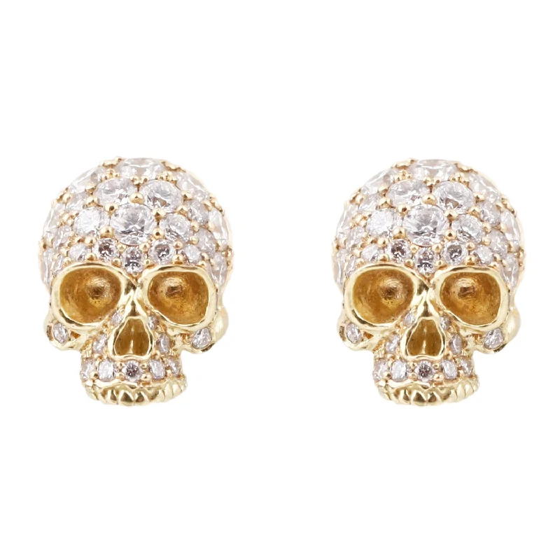 women's personalized earrings -Diamond Skull Studs