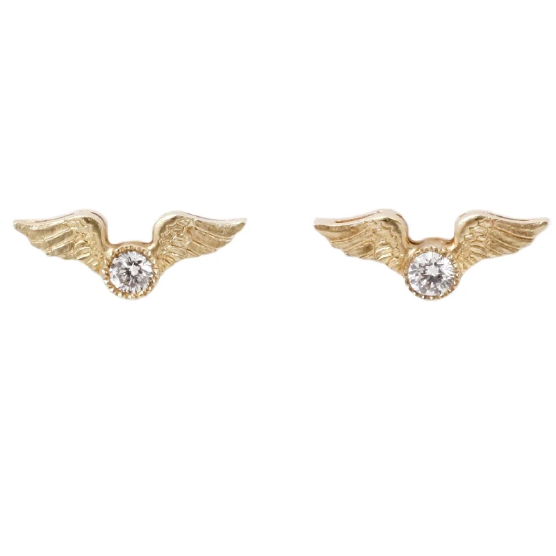 women's angel earrings -Flying Diamond Studs