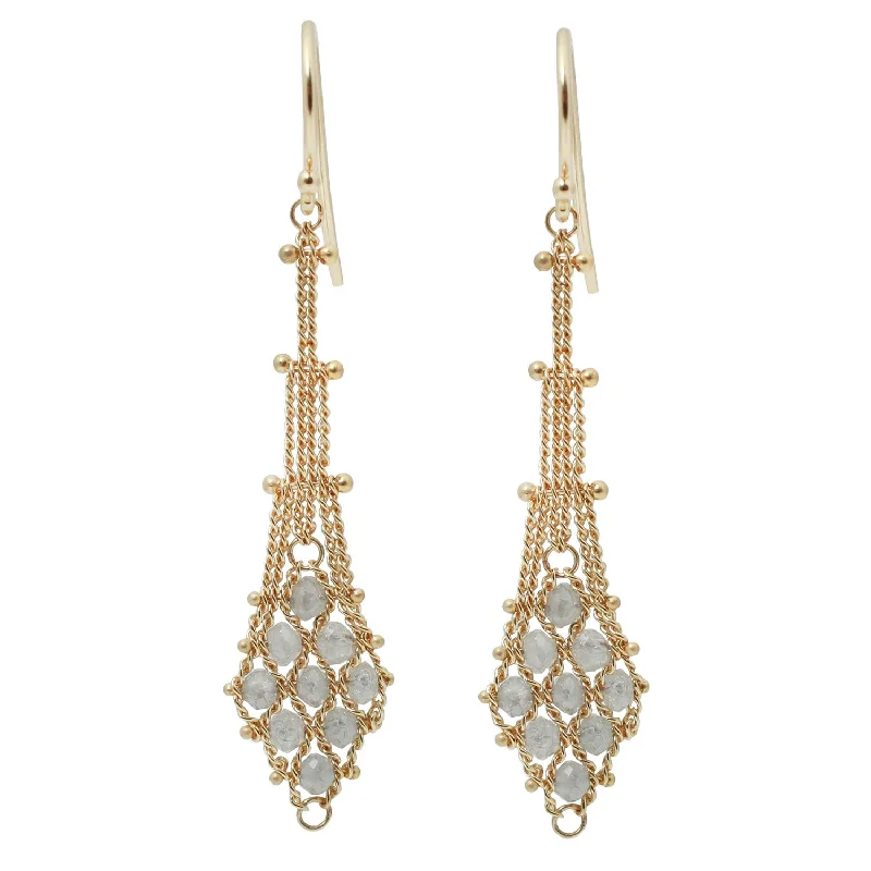 women's bar earrings -Diamond Lattice Textile Earrings