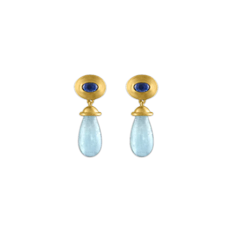 women's oversized hoop earrings -Aquamarine and Sapphire Alabastra Earrings