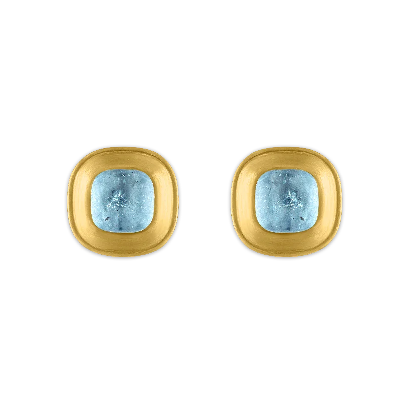 women's resin earrings -Aquamarine Capsa Stud Earrings