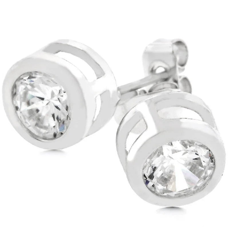 women's mixed-metal earrings -Bezel Stud Earrings Versatile And Stylish Jewelry Ideal For Enhancing Your Look - 5.5 (mm) X 5 (mm)