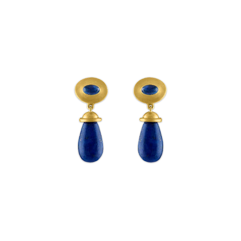 women's delicate earrings -Blue Sapphire and Lapis Alabastra Earrings