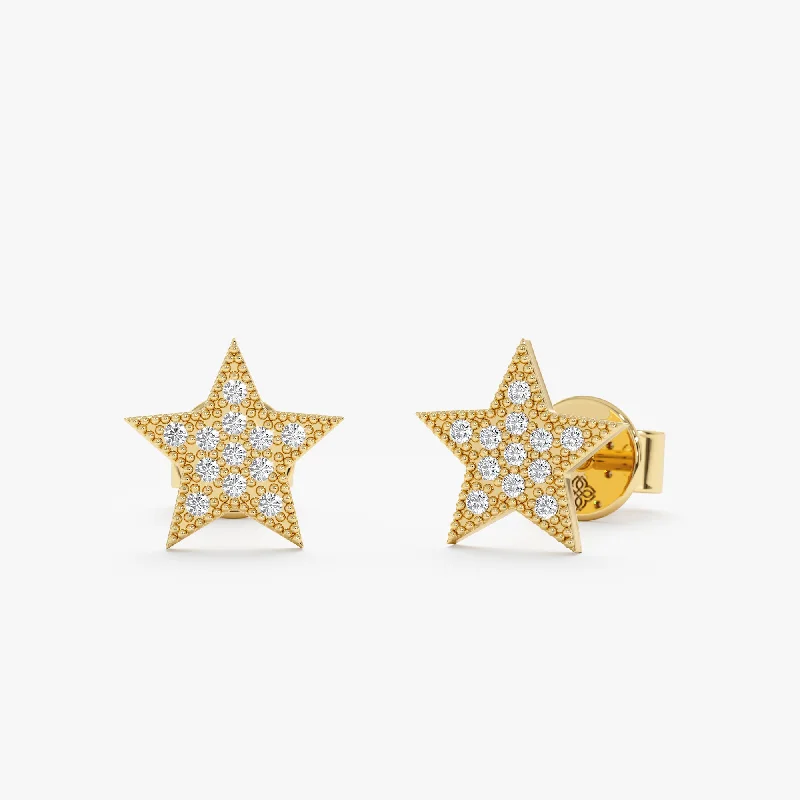 trendy chain earrings for women -Bold Diamond Star Studs, Luz