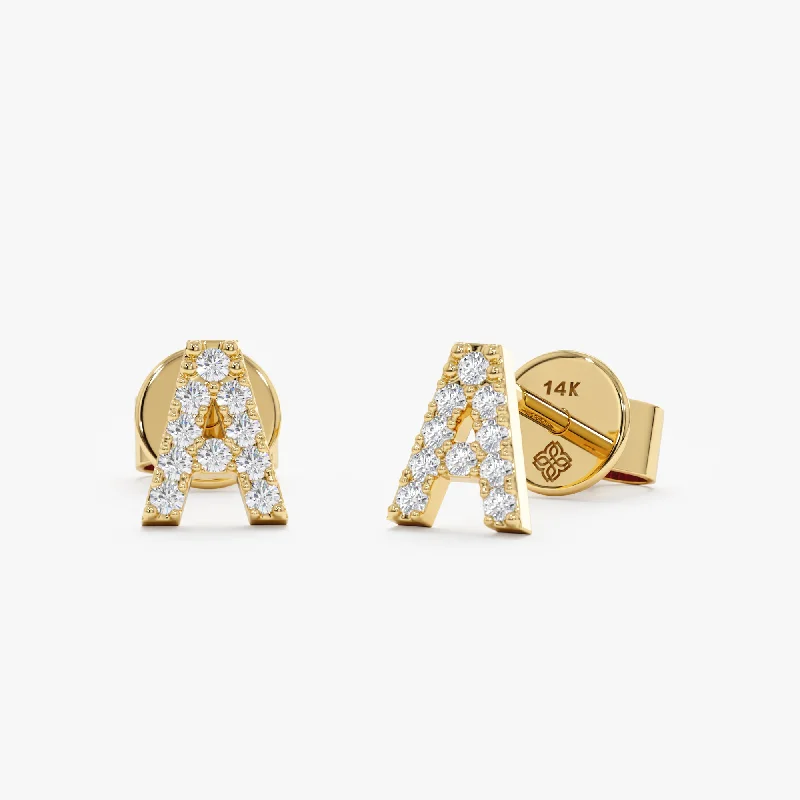 women's clip-on earrings -Capital Letter Diamond Studs, Shonda