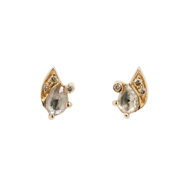 women's artistic earrings -Gray Diamond Slice Eye Studs