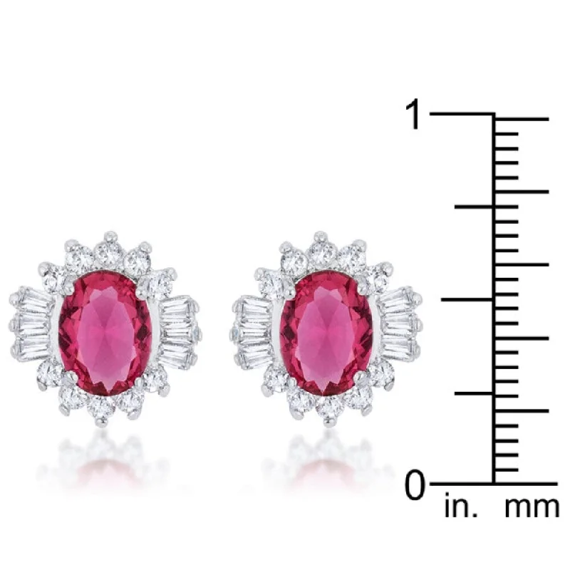 ladies' peacock earrings -Chrisalee 3.3Ct Cz Rhodium Classic Stud Earrings - 13 Mm X 12 Mm W X 6 Mm H