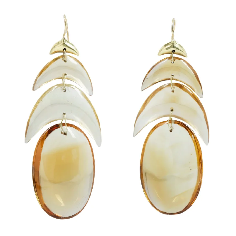 women's cluster earrings -Citrine Peacock Earrings