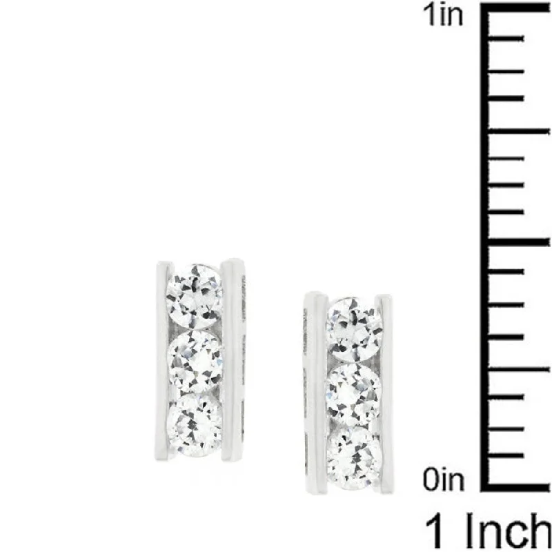 ladies' cross earrings -Cubic Zirconia Slate Stud Earrings - 9.9 (mm) X 4 (mm) X 3.3 (mm)