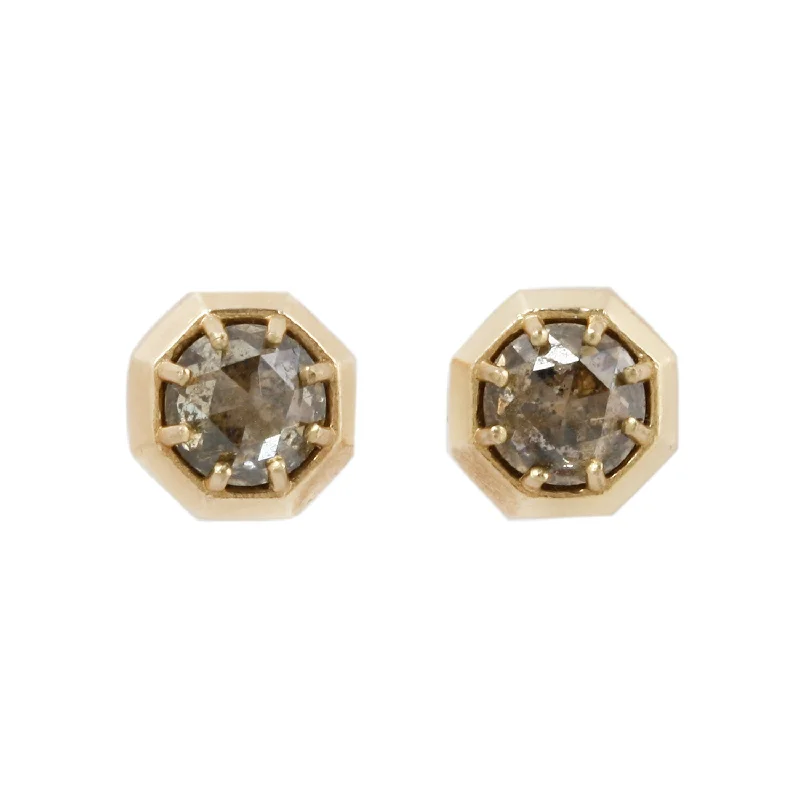 women's celestial earrings -Deep Champagne Octagon Studs