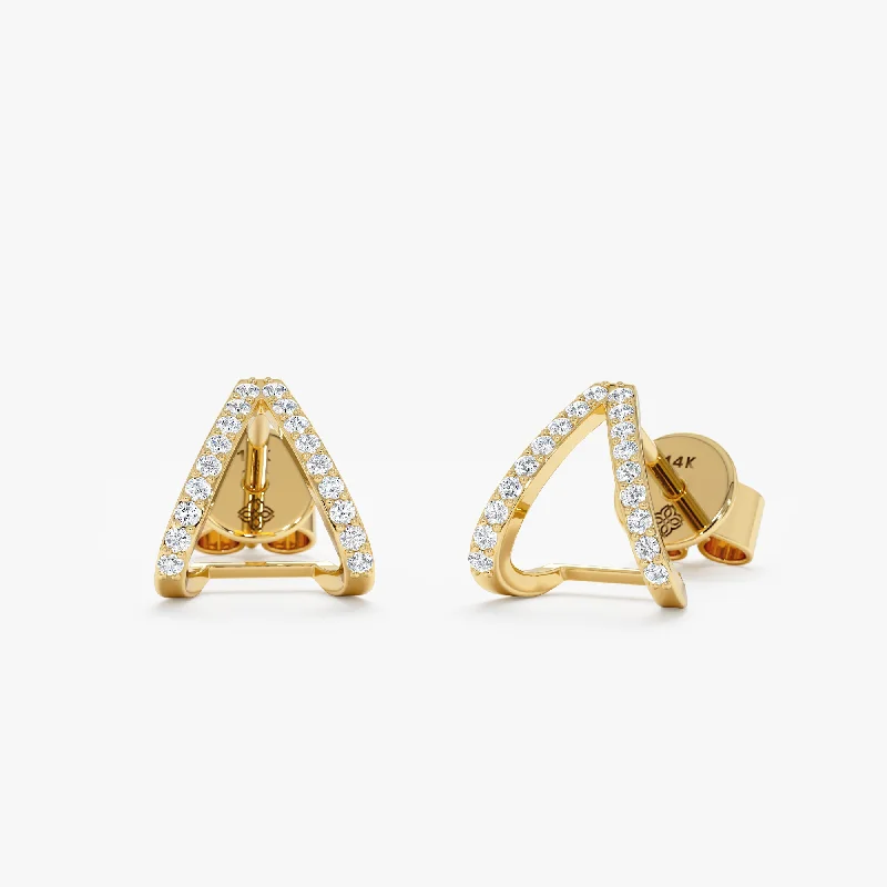 women's delicate earrings -Diamond Arrow Huggie Studs, Valentina