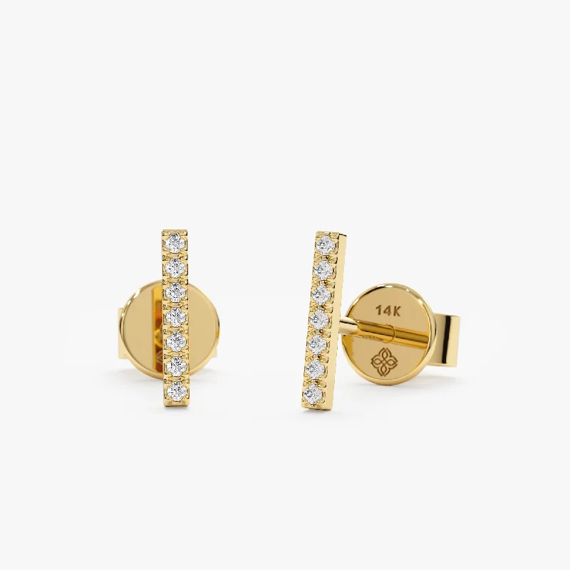 women's beaded earrings -Diamond Bar Stud Earrings, Priscilla