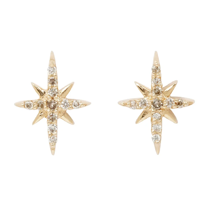 women's cubic zirconia earrings -Diamond North Star Studs