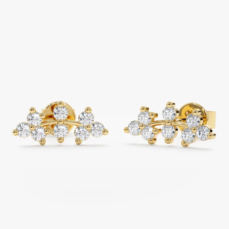 women's dangle earrings -Diamond Vine Ear Climbers Studs, Everleigh