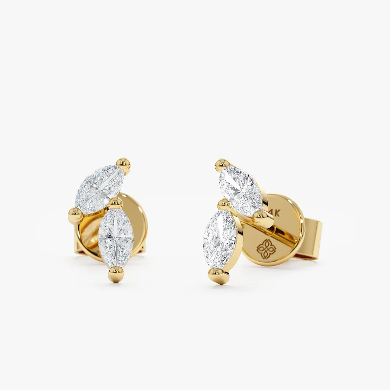 women's rainbow earrings -Double Marquise Diamond Studs, Marcia